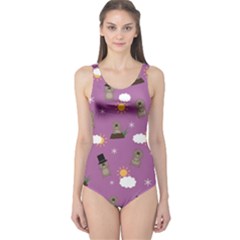 Groundhog Day Pattern One Piece Swimsuit