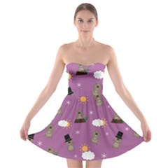 Groundhog Day Pattern Strapless Bra Top Dress