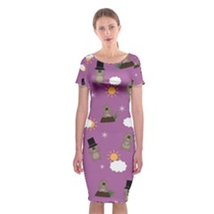 Groundhog Day Pattern Classic Short Sleeve Midi Dress