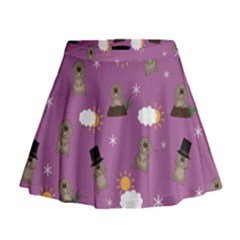 Groundhog Day Pattern Mini Flare Skirt