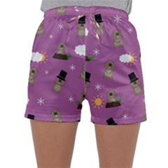 Groundhog Day Pattern Sleepwear Shorts