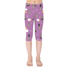 Groundhog Day Pattern Kids  Capri Leggings 