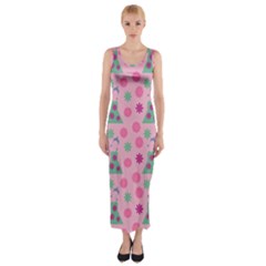 Green Dress Pink Fitted Maxi Dress