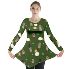 Groundhog Day Pattern Long Sleeve Tunic 