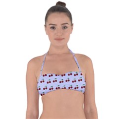 Blue Cherries Halter Bandeau Bikini Top