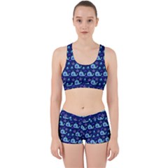 Blue Sea Whales Work It Out Sports Bra Set by snowwhitegirl