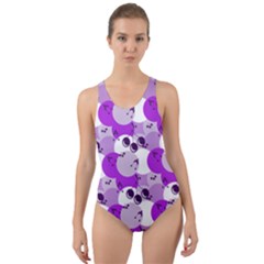 Purple Cherry Dots Cut-out Back One Piece Swimsuit