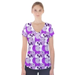 Purple Cherry Dots Short Sleeve Front Detail Top by snowwhitegirl