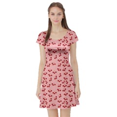 Rose Cherries Short Sleeve Skater Dress by snowwhitegirl