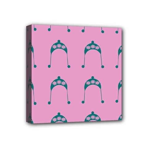 Pink Flower Teal Hat Mini Canvas 4  X 4  by snowwhitegirl