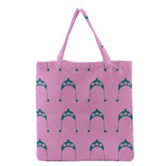 Pink Flower Teal Hat Grocery Tote Bag by snowwhitegirl