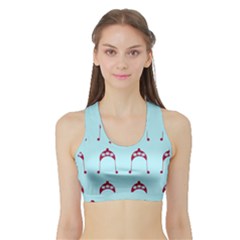 Blue Flower Red Hat Sports Bra With Border