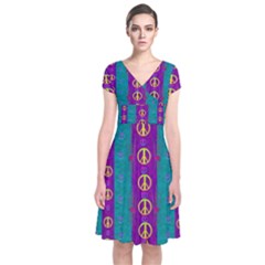 Peace Be With Us This Wonderful Year In True Love Short Sleeve Front Wrap Dress by pepitasart