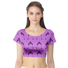 Violet Flower Hat Short Sleeve Crop Top by snowwhitegirl