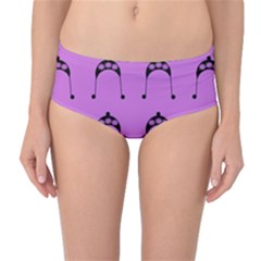 Violet Flower Hat Mid-waist Bikini Bottoms by snowwhitegirl