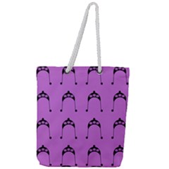 Violet Flower Hat Full Print Rope Handle Tote (large) by snowwhitegirl