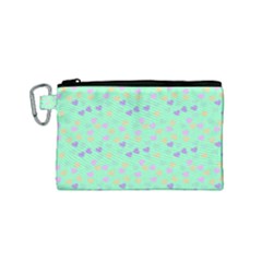 Minty Hearts Canvas Cosmetic Bag (small) by snowwhitegirl