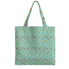 Blue Orange Hats Zipper Grocery Tote Bag by snowwhitegirl