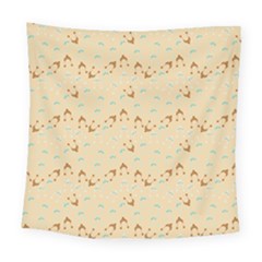 Winter Hats Beige Square Tapestry (large)