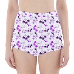 Purple Cherries High-waisted Bikini Bottoms by snowwhitegirl