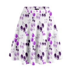 Purple Cherries High Waist Skirt by snowwhitegirl