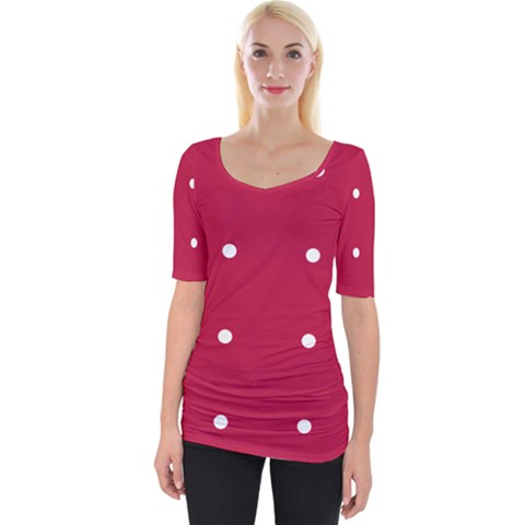 Red Dot Wide Neckline Tee by snowwhitegirl