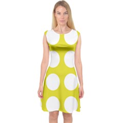 Big Dot Yellow Capsleeve Midi Dress by snowwhitegirl