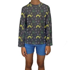 Music Star Dark Grey Kids  Long Sleeve Swimwear