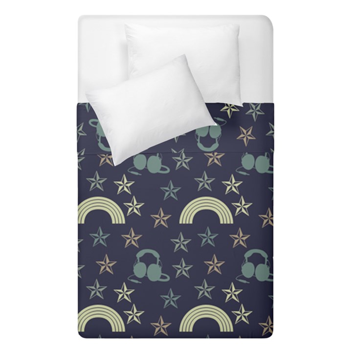 Music Stars Dark Teal Duvet Cover Double Side (Single Size)