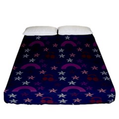 Music Stars Navy Fitted Sheet (california King Size) by snowwhitegirl