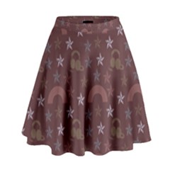 Music Stars Brown High Waist Skirt by snowwhitegirl