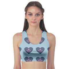 Cupcake Heart Teal Blue Sports Bra by snowwhitegirl