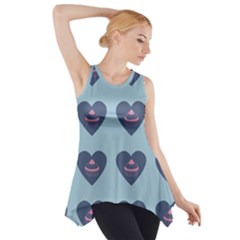 Cupcake Heart Teal Blue Side Drop Tank Tunic