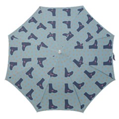 Deer Boots Teal Blue Straight Umbrellas by snowwhitegirl
