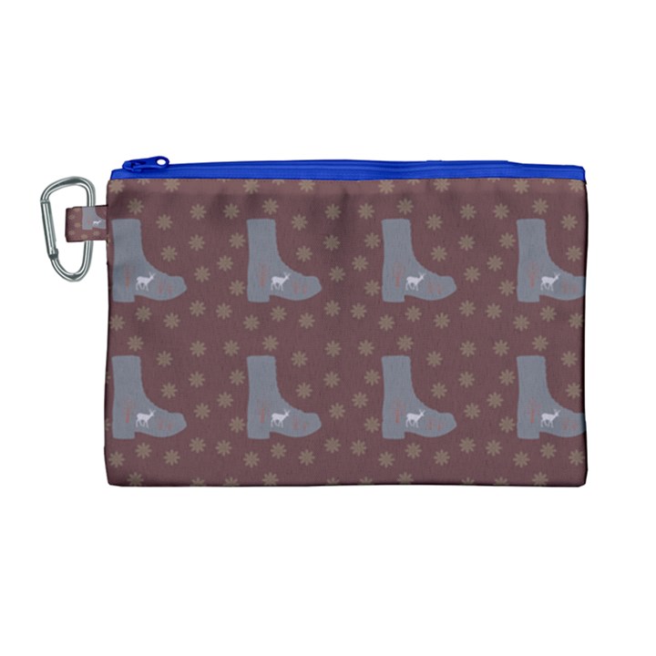 Deer Boots Brown Canvas Cosmetic Bag (Large)