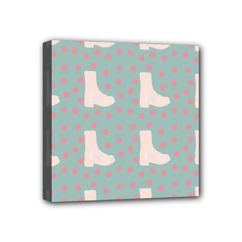 Deer Boots Blue White Mini Canvas 4  X 4  by snowwhitegirl