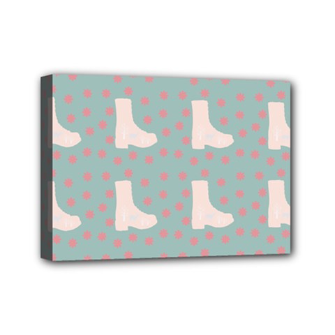 Deer Boots Blue White Mini Canvas 7  X 5 