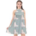 Deer Boots Blue White Halter Neckline Chiffon Dress  View1