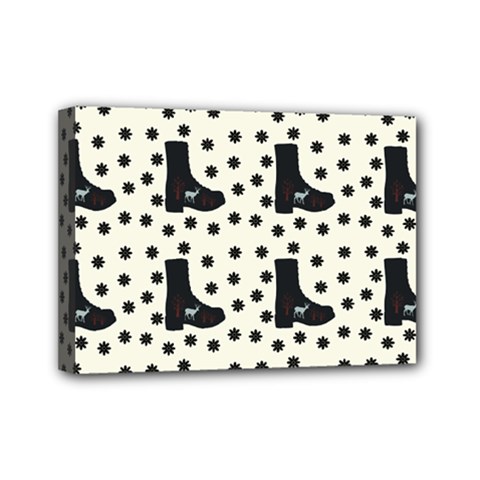 Deer Boots White Black Mini Canvas 7  X 5  by snowwhitegirl