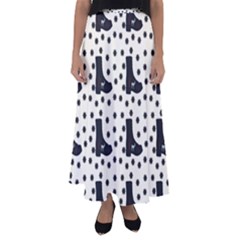 Deer Boots White Black Flared Maxi Skirt