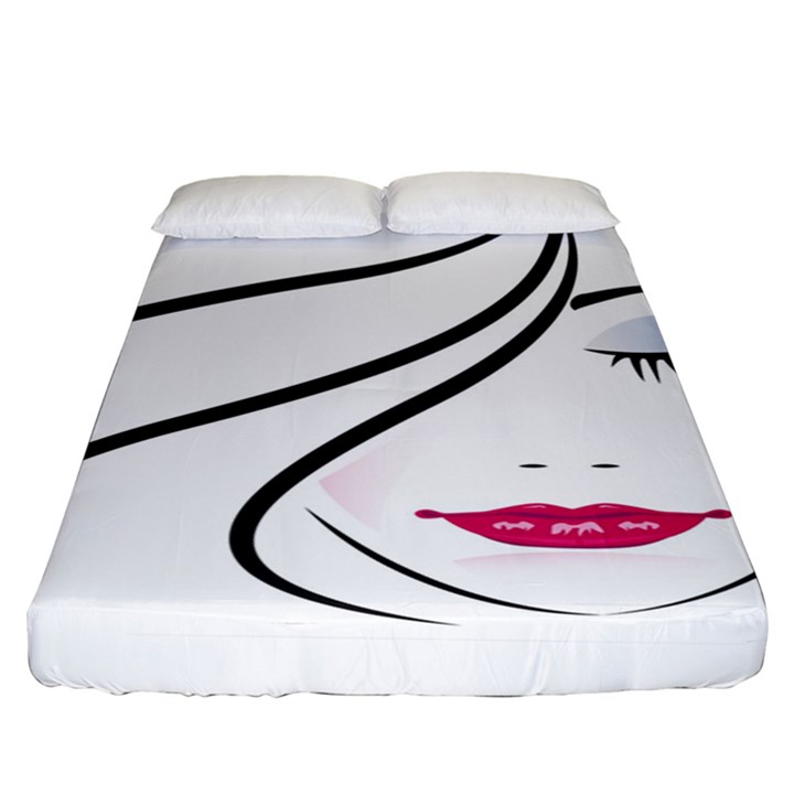 Makeup Face Girl Sweet Fitted Sheet (King Size)