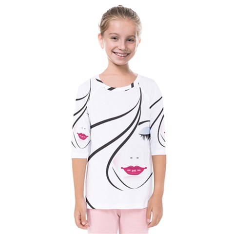 Makeup Face Girl Sweet Kids  Quarter Sleeve Raglan Tee by Mariart