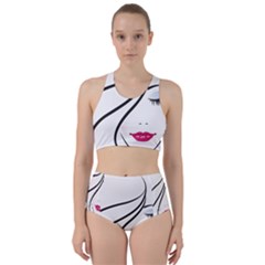 Makeup Face Girl Sweet Racer Back Bikini Set