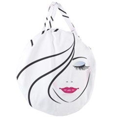 Makeup Face Girl Sweet Giant Round Zipper Tote by Mariart