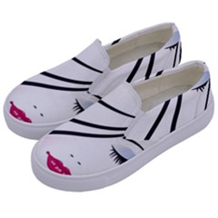 Makeup Face Girl Sweet Kids  Canvas Slip Ons by Mariart