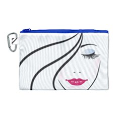 Makeup Face Girl Sweet Canvas Cosmetic Bag (large)