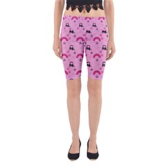 Music Stars Rose Pink Yoga Cropped Leggings