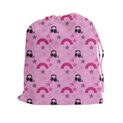 Music Stars Rose Pink Drawstring Pouches (XXL)