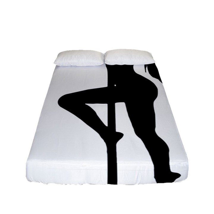 Dance Silhouette Pole Dancing Girl Fitted Sheet (Full/ Double Size)