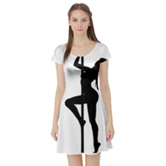 Dance Silhouette Pole Dancing Girl Short Sleeve Skater Dress